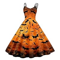 Plus Size Black Formal Dress,Women Easter Print Sleeveless 1950s Evening Party Prom Dress Fall Long Sleeve Dres