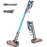 LEVOIT Cordless Vacuum Cleaner, Stick Handheld Lightweight Vacuum with 150W Powerful Suction for Hardwood Floor Pet Hair Carpet Car, Rechargeable Lithium Ion Battery and LED Brush, Blue & Gray
