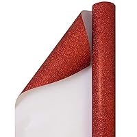 JAM Paper Gift Wrap - Glitter Wrapping Paper - 25 Sq Ft - Red Glitter - Roll Sold Individually