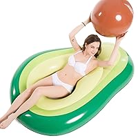 Inflatable Avocado Pool Float Floatie with Ball Water Fun Large Blow Up Summer Beach Swimming Floaty Party Toys Lounge Raft for Kids Adults (XL)
