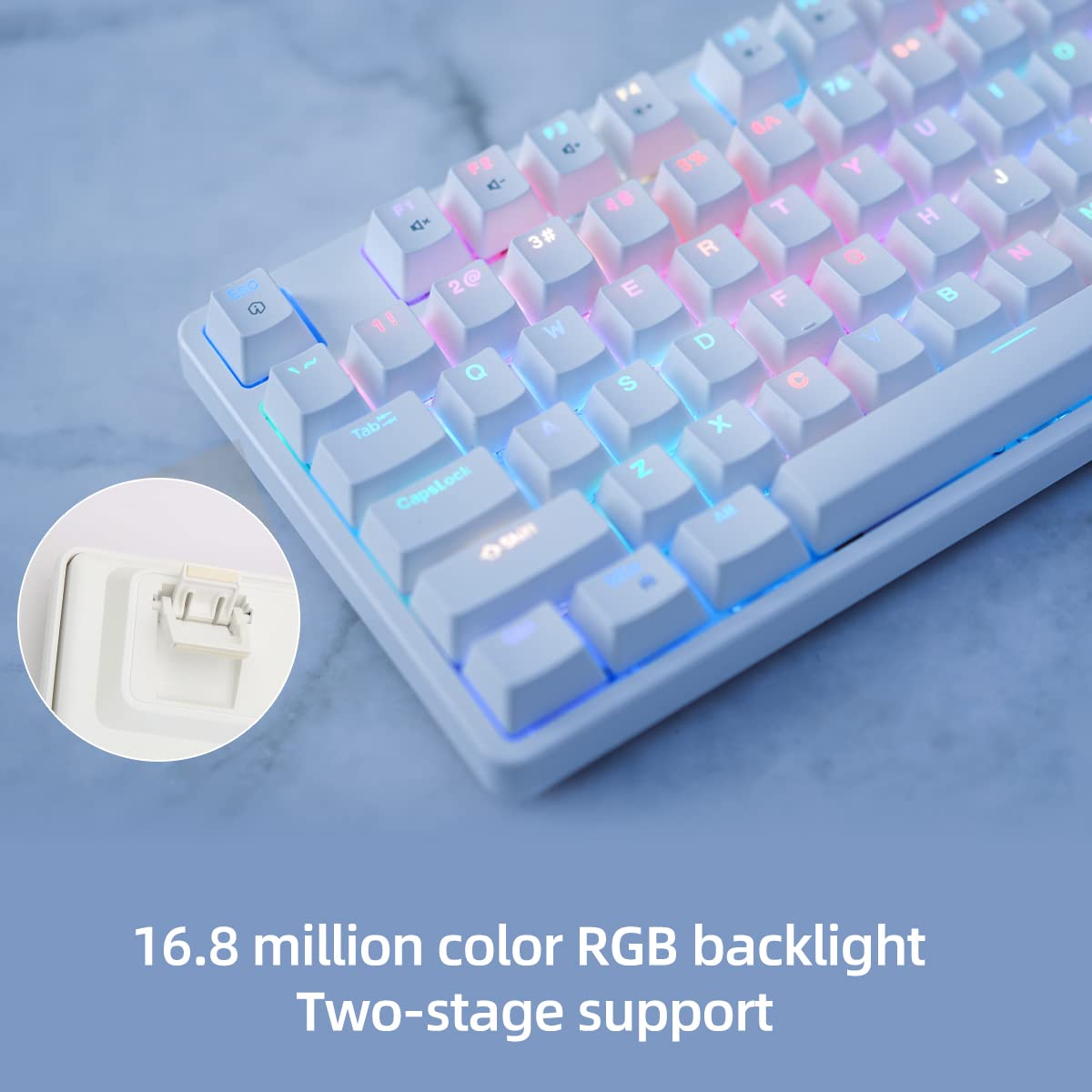 IROK FE87/104 RGB Mechanical Keyboard, Hot Swappable Gaming Keyboard, Customizable Backlit, Magnet Upper Cover Type-C Wired Keyboard for Mac Windows-White/Brown Switch