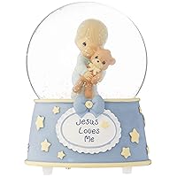 Precious Moments Jesus Loves Me Musical Snow Globe | Resin/Glass Snow Globe | Boy, Musical | Baby Gift | Baby Shower | Nursery Decor