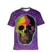 Mens Graphic-Tees Cool-Funny T-Shirt Novelty-Vintage Short-Sleeve Color Skull Hip Hop: Boys Lightweight Tops Husbands Gifts