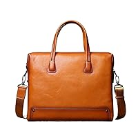 Leather Men Briefcase Cowhide Handbag Vintage Computer Bag Casual Business Shoulder Messenger