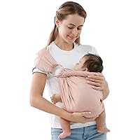 Double Ring Sling Baby Carrier for Newborn to Toddler, Adjustable Muslin Infant Wearing Wraps Carrier, Baby Nursing Sling Holder Carrier Scarf, Ideal Baby Gift for New Parents (Pink)