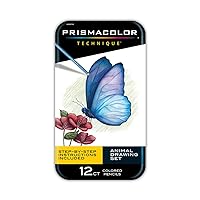 Prismacolor Technique Animal Drawing Set, Includes Colored Pencils and Step-by-Step Drawing Tutorials, Assorted Colors, 12 Count