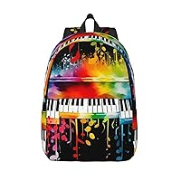 Canvas Backpack for Men Women Laptop Backpack Colorful Piano Keyboard Music Note Travel Rucksack Lightweight Canvas Daypack