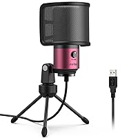FIFINE USB Podcast Condenser Microphone Bundle with Pop Filter for Recording On Laptop PC Computer Set (K669+U1)