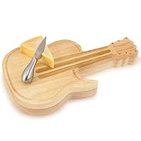 TOSCANA - a Picnic Time brand Guitar Cheese Board & Knife Set, Novelty Charcuterie Board Set with Cheese Knifes, Cheese Boards Charcuterie Boards, Serving Platter, (Bamboo)