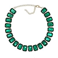 Crystal Rhinestone Choker Collar Necklace For Women Colorful Gemstones Neck Chain Trendy Sparkly Statement Piece Crystal Rhinestone Bib Necklace