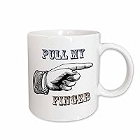 3dRose Pull My Finger Vintage Art Funny Fart Jokes Ceramic Mug, 11 oz, White