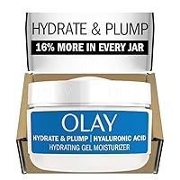 Olay Plump & Hydrate Hyaluronic Gel Face Moisturizer, 2 oz Fragrance Free Hydrating Gel Moisturizer for Dry Skin with Hyaluronic Acid and Niacinamide, Recyclable Eco Jar Packaging
