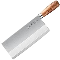 Kitchen Cleaver Slicing Knife, Chef knife German Stainless Steel Non-slip Handle Razor-sharp Blade, Over 300 Years of Brand(8inch, Silver)……