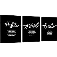 Gift for Boss,Framed Canvas Wall Art Success Quote, Office Wall Art, Black Large Poster, Positive Motivational Set of 3 Prints, Execute Failure Definition, Inspirational Print (F-3pcs,24x36inchx3pcs)