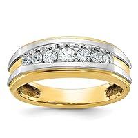 14k With White Rhodium Mens Polished 7 stone 1/2 Carat Diamond Ring Size 10.00 Jewelry for Men