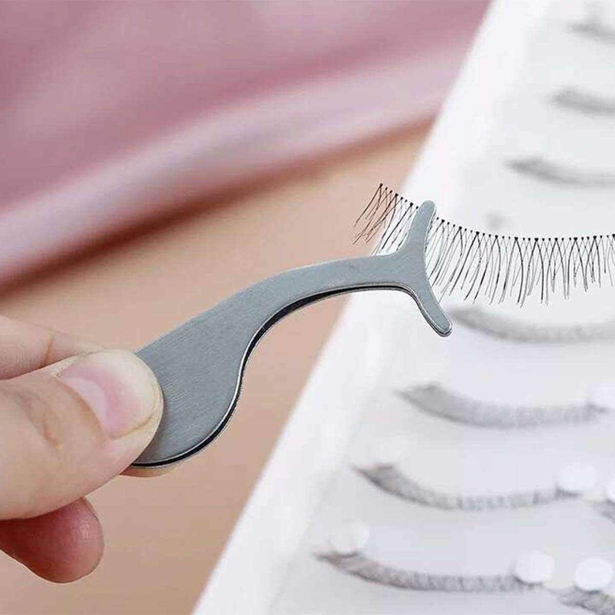 False Eyelashes Extension Applicator Remover Clip Tweezers Nipper (Silver)