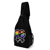 Lesbian Symbol Printed Crossbody Sling Backpack Multipurpose Chest Bag Daypack for Travel Hiking