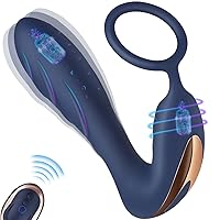Vibrating Prostate Massager Anal Vibrator - 10 Patterns Anal Plug with Cock Ring, G-spot Vibrator with Remote, Adult Sex Toys for Men, Women and Couple Pleasure