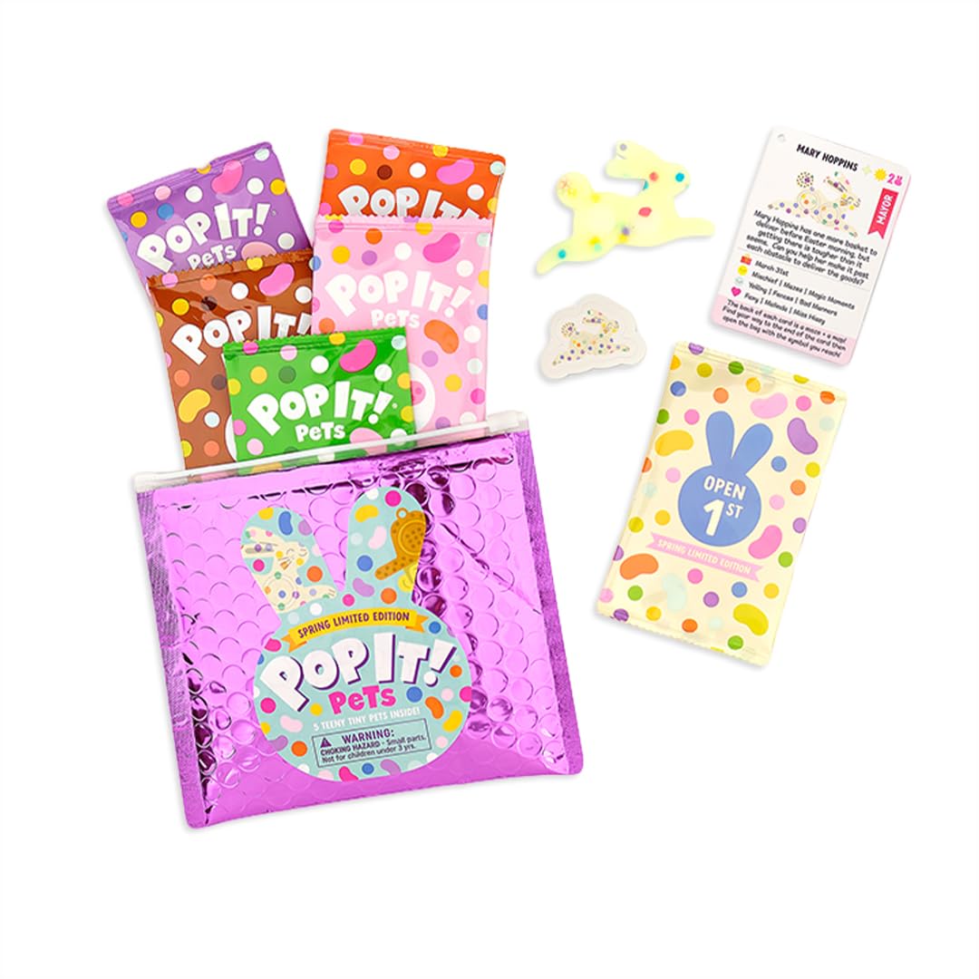Pop It! Official Pets Season 2 Spring Limited Edition | Mystery Pets Collectible | 5 Exclusive Pets in Limited Edition Pouch | 17 Surprises in Total | Mini Collectables