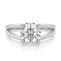 Nitya Jewels 2 CT Round Moissanite Engagement Ring Colorless Wedding Bridal Solitaire Halo Bazel Solid Sterling Silver 10K 14K 18K Solid Gold Promise Ring
