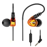Wired Over Ear Sport Earbuds, Sweatproof in Ear Headphones for Running Gym Workout Exercise Jogging, Noise Isolating Earhook Earphones Ear Buds with Mic for Cell Phones MP3 Laptop, Orange