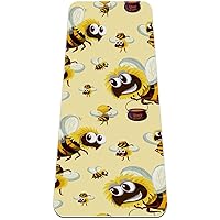 Cute Cartoon Yellow Bumble Bee Pattern Extra Thick Yoga Mat - Eco Friendly Non-Slip Exercise & Fitness Mat Workout Mat for All Type of Yoga, Pilates and Floor Exercises 72x24in