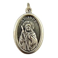 Silver Toned Base Saint Jude Patron of Lost Causes Pendant Medal, 1 Inch
