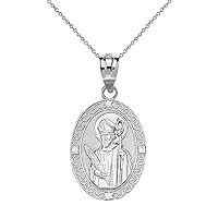 Claddagh Gold Sterling Silver Saint Valentine of Rome CZ Oval Medal Pendant Necklace (1