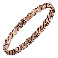 Feraco Copper Bracelets for Women, 99.99% Pure Copper Magnetic Bracelets with Effective Neodymium Healing Magnets, Adjustable Jewelry Gift with Sizing Tool