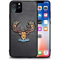 Chinese Style Leather Embossed Phone Cover, Case for Apple iPhone 11 Pro 5.8 Inch All-Inclusive Shockproof Phone Protection Shell (Color : Deer)