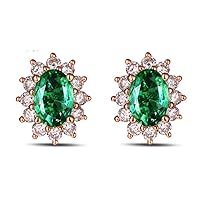GOWE 18k Rose Gold 1.40ctw Natural Emerald Diamond Earrings Studs Gorgeous Jewelry