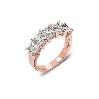 Amazon Collection Platinum or Gold Plated Sterling Silver Princess-Cut 5-Stone Ring made with Infinite Elements Zirconia