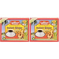 Caribbean Dreams Instant Ginger Tea, 100% Natural from Jamaica, Strong Taste and Aroma, 10 Sachets (Pack of 2)