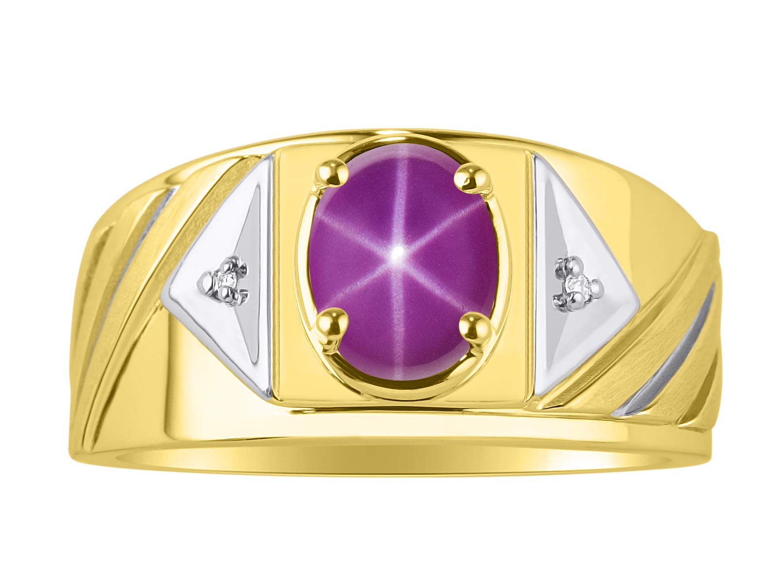 Rylos Mens Rings 14K Yellow Gold Rings Classic Designer Style 8X6MM Oval Gemstone & Genuine Sparkling Diamond Ring Color Stone Birthstone Rings For Men, Men's Rings, Gold Rings Sizes 8,9,10,11,12,13