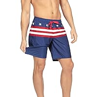 Tipsy Elves Men's USA Swimming Trunks 7'' Inseam 4 Way Stretch Fabric w/Mesh Liner Swim Trunks for Men Bathing Suit