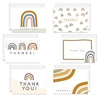 Modern Rainbow Thank You Cards / 24 Baby Shower Birthday Note Cards With White Envelopes / 6 Adorable All Occasion Thanks Greeting Card Set Designs / 3 1/2