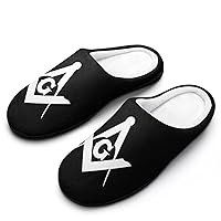 Freemason Logo Square Men's Cotton House Slippers Comfy Soft Slip On Bedroom Shoes With Outdoor Indoor Anti-Skid Sole