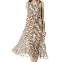(S-3XL) Women Maxi Polka Dots Sleeveless Causal Beach Dress