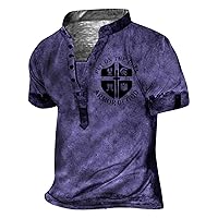 T-Shirts for Man,Plus Size Short Sleeve Western Aztec Summer Button Loose Casual T Shirt Vintage Top Printed Tee