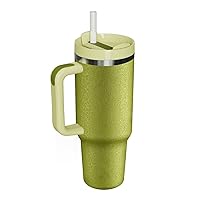40oz/1200ml Insulated Travel Coffee Mug with Straw and Lid, Stainless Steel Double Wall Tumbler Cup for Cold&Hot Drink, Large-Capacity Leakproof Car Water Cup, Reusable Smoothie Mug ( Color : Forest g