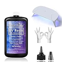 45S Fastest Curing - 250g Clear UV Resin Kit + Portable Lamp, Newest Version Quick Drying, Ultraviolet Solar Curing Epoxy Resin Glue for Molds Jewelry Making Pendants Earrings Bracelets Crafts DIY