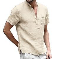 Men's Performance Polo Shirt Dry Fit 1/4 Button Cotton Linen Tech Tees Shirts Classic Fit Active Henleys