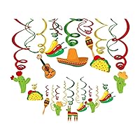 30Ct Mexican Hanging Swirl Decorations,Mexican Themed,Cinco De Mayo,Fiesta,Taco Twosday Party Suppliesfor Girls,Boys,Kids Home,Classroom,Baby Shower