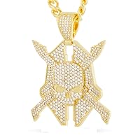 2.45Ctw Round Cut White Simulated Diamond Endary Men's Iced Out Hiphop Pendant Necklace 14K Yellow Gold Plated