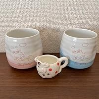 Showa Retro Teacup Cow Illustration Pair Mug Milk Pitcher Fancy