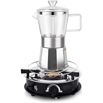 Geesta Premium Crystal Glass-Top Stovetop Espresso Moka Pot - 9 cup -  Coffee Maker, 360ml/12.7oz/9 cup (espresso cup=40ml) Gift Idea for Husband  Wife