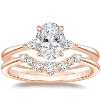 Moissanite Solitaire Engagement Ring, 2ct Oval, 10K Rose Gold, Gift for Wife