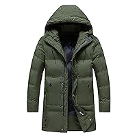 Men's Long Winter Coat Hooded Warm Quilted Jacket Water-Resistant Windproof Cold Weather Parka Padded Puffer Jacket