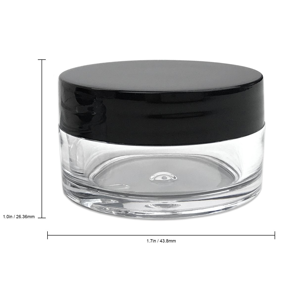 Beauticom 12 Piece 20g/20ml USA Acrylic Round Clear Jars with Lids for Lip Balms, Creams, Make Up, Cosmetics, Samples, Ointments and other Beauty Products (Black Lid (Flat Top))