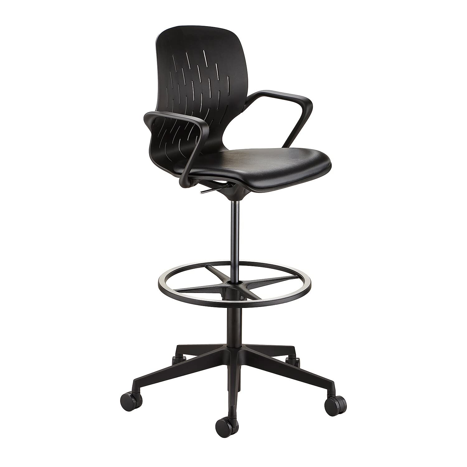 Safco Products Shell Extended Height Swivel Office Desk Computer Ergonomic Chair, Pneumatic Height Adjustable, Black (7014BL)
